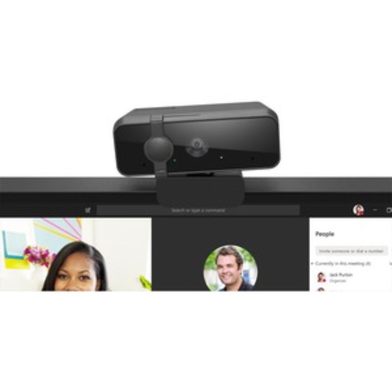 Lenovo Essential Webcam, 2MP, 1080p resolution, built-in dual mics, wide-angle lens, USB 2.0 for clear video calls.