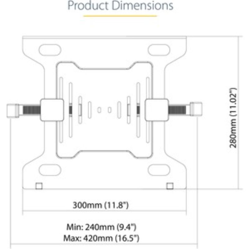 StarTech.com Mounting Tray for Notebook - Black - Height Adjustable - 23.9 cm to