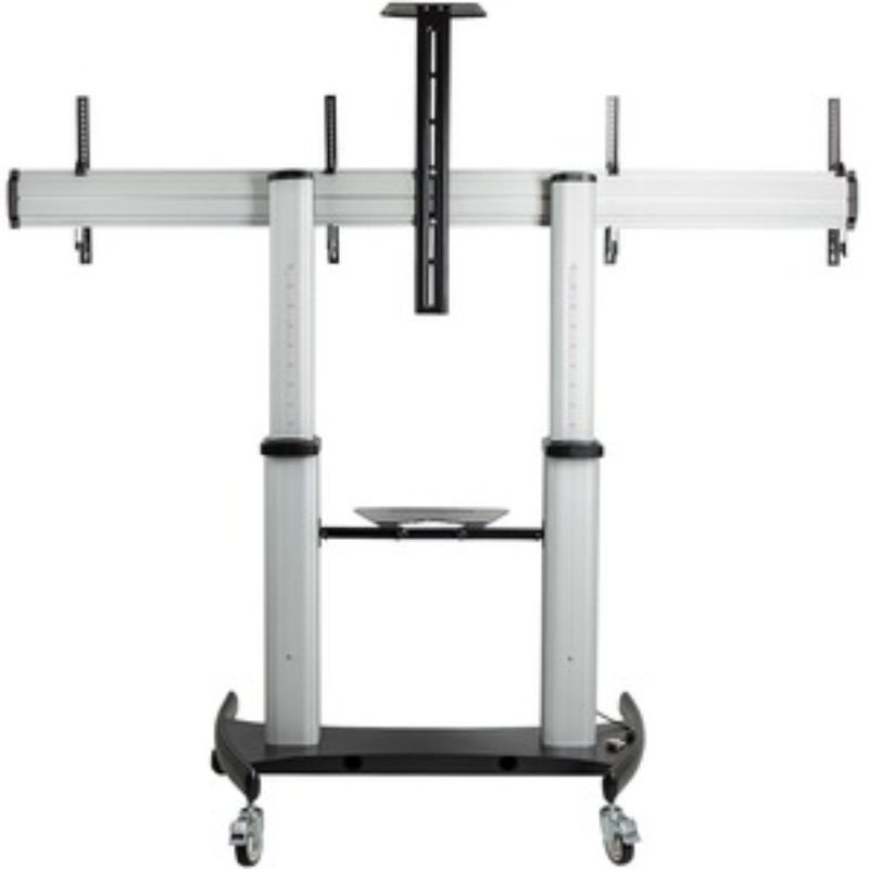 StarTech.com Display Cart featuring two adjustable shelves, robust aluminum design, and four smooth-rolling casters for mobility.