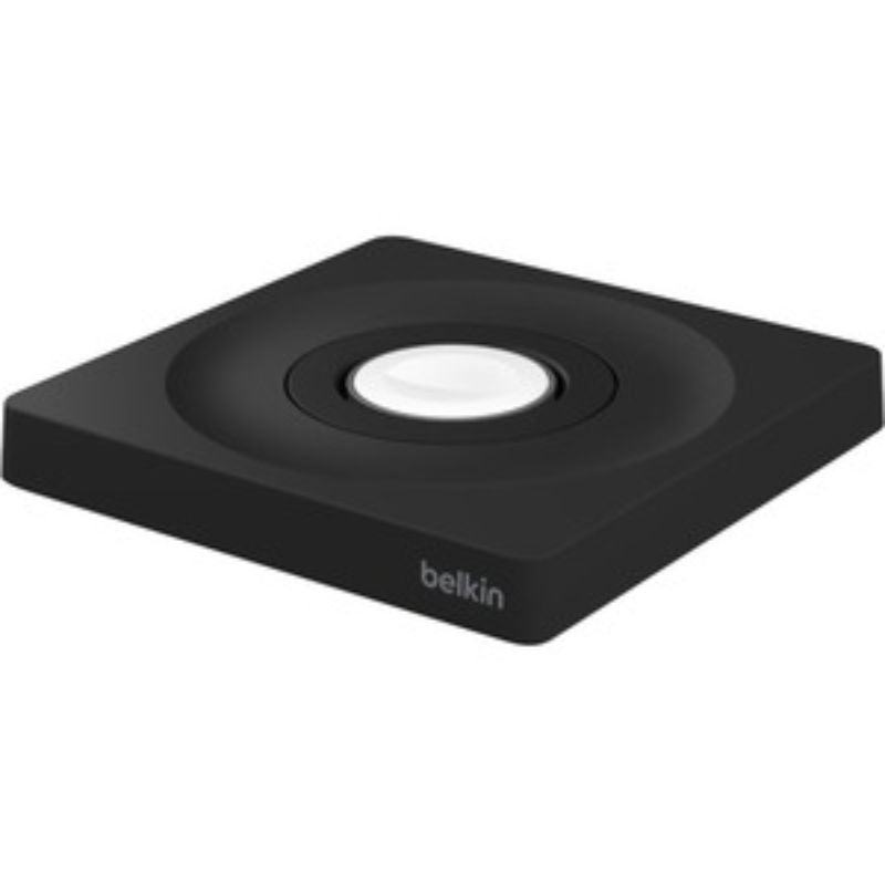 Belkin Portable Fast Charger for Apple Watch with magnetic fast charging, sleek design, and adjustable height for optimal viewing.