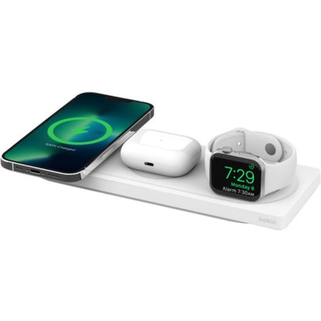 Belkin BOOST?CHARGE PRO Induction Charger in sleek black, offering 15W fast wireless charging for iPhones, Apple Watch, and AirPods.