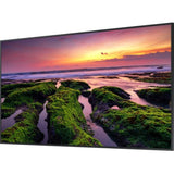 Samsung QB50B 50" digital signage display featuring 4K resolution, Dynamic Crystal Color, and built-in video conferencing capabilities.