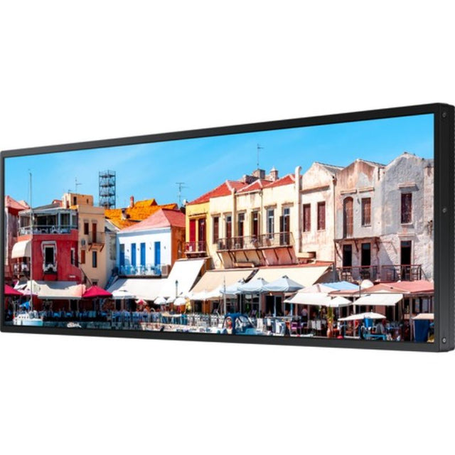 Samsung 37" SHR-B Stretch Display, featuring a 16:4.5 format, 700 cd/m² brightness, and Tizen 4.0 for versatile digital signage.