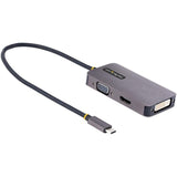 StarTech.com USB-C Multiport Video Adapter connects USB Type-C devices to HDMI, DVI, and VGA displays, supporting 4K 60Hz.