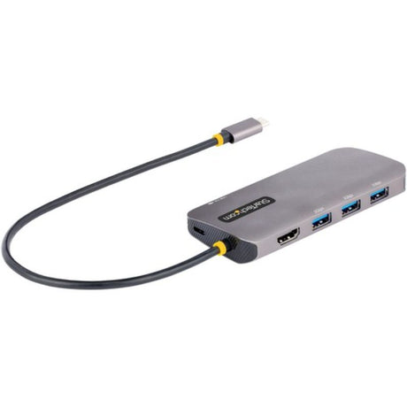 Portable StarTech.com Docking Station with 4K HDMI output, three USB ports, and Gigabit Ethernet for enhanced connectivity.