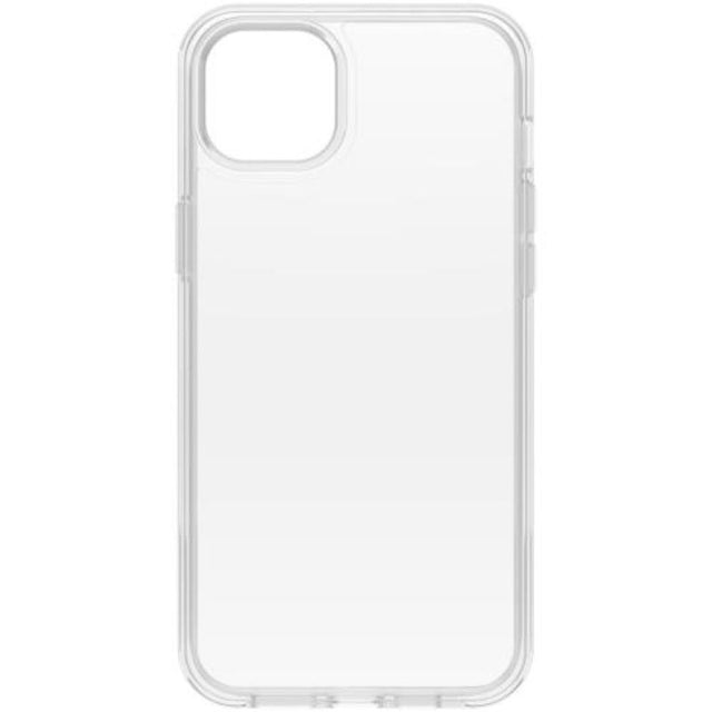 OtterBox Symmetry Series Clear case for iPhone 14 Plus, slim, transparent, and antimicrobial for stylish protection.