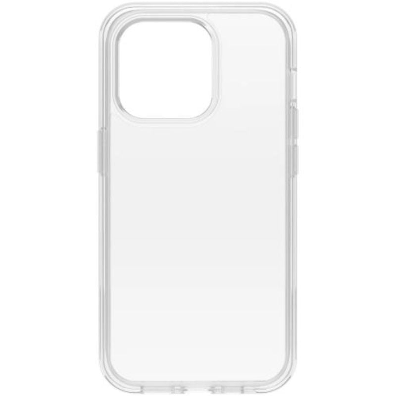 Clear OtterBox iPhone 14 Pro case with antimicrobial protection, showcasing slim design and military-grade durability.