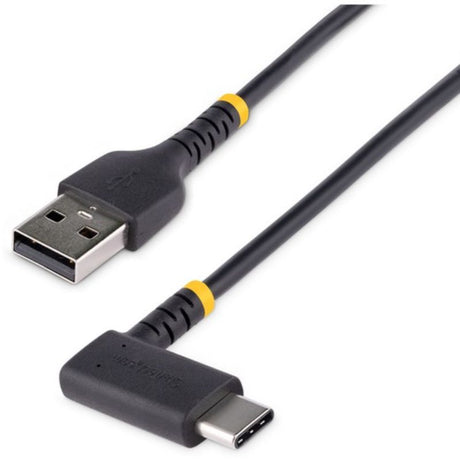 StarTech.com 30cm USB-A to USB-C cable with right angle design for fast charging and durable, clutter-free connections.