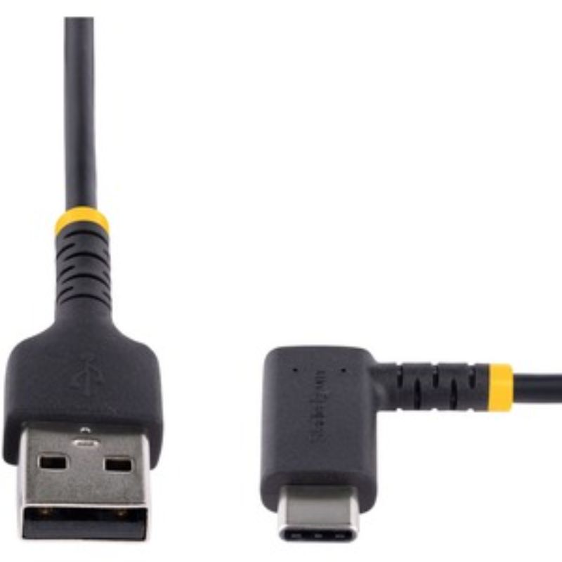 StarTech.com 1m USB-A to USB-C charging cable with right-angle design for fast charging, durable aramid fiber construction.