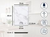 Soehnle Digital Kitchen Scale with elegant marble design, 5 kg capacity, 12 mm LCD display, and sensor touch technology.