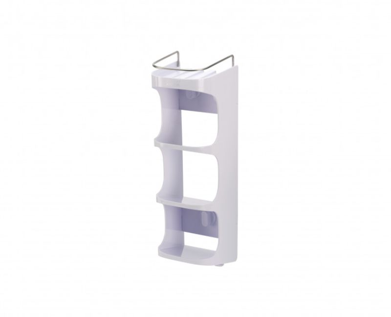 Joseph Joseph Capsule Compact 4-Tier Shower Shelf with self-draining top and easy-load pockets for organized bathroom storage.