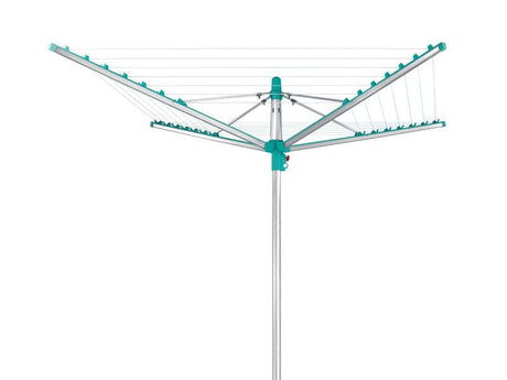 Leifheit Linomatic 400 Easy Rotary Dryer with 40m line, Easy-Lift System, weatherproof design for outdoor laundry drying.