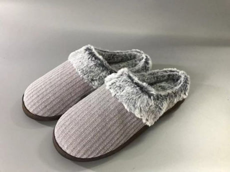 Cozy women's charcoal cotton fur slippers with memory foam inside, perfect for indoor and outdoor comfort (size 5-6).