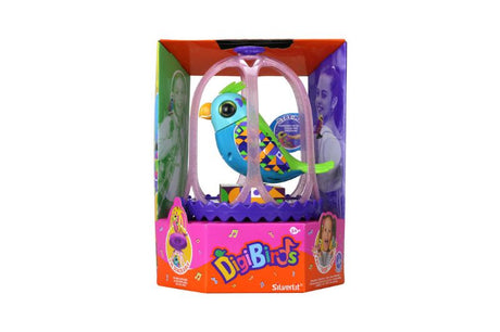 Interactive DigiBird in a charming cage with whistle ring, singing 20 melodies, designed for imaginative play in children.