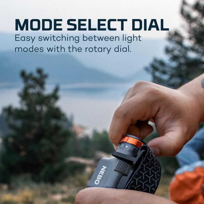Nebo Transcend TM headlamp with 1500 lumens, USB-C rechargeable, waterproof, and adjustable for outdoor adventures.
