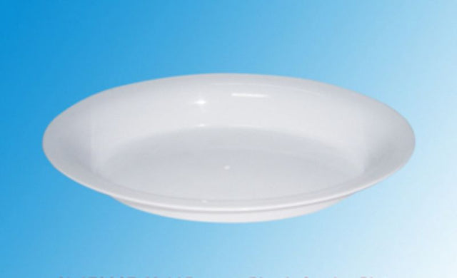 White plastic deep serving tray set of 12, 39.6 x 27.6 x 5.7 cm, ideal for snacks and appetizers at any event.