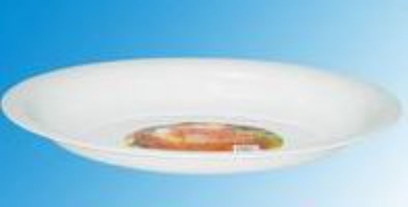Set of 12 white plastic deep serving trays, 53CM, perfect for serving food at gatherings, with spill-resistant design.