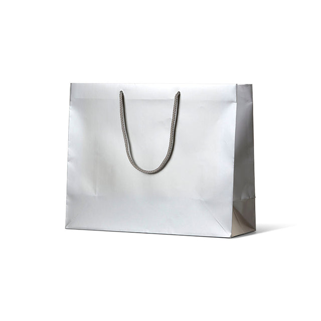 Elegant metallic bronze gift bags with rope handles, perfect for any occasion, sold in a carton of 50.