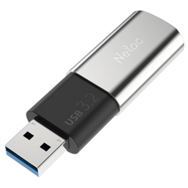 Netac US2 USB3.2 External SSD 256GB in silver zinc alloy, showcasing fast data transfer speeds and durable design.