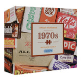 Nostalgic 500-piece jigsaw puzzle featuring vibrant 1970s sweets, made from recycled materials for eco-friendly fun.