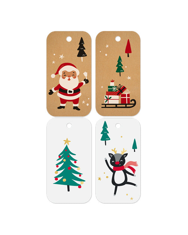 Happy Santa Gift Tags Set - 20 eco-friendly tags with charming Santa designs for festive gifting and personalized messages.