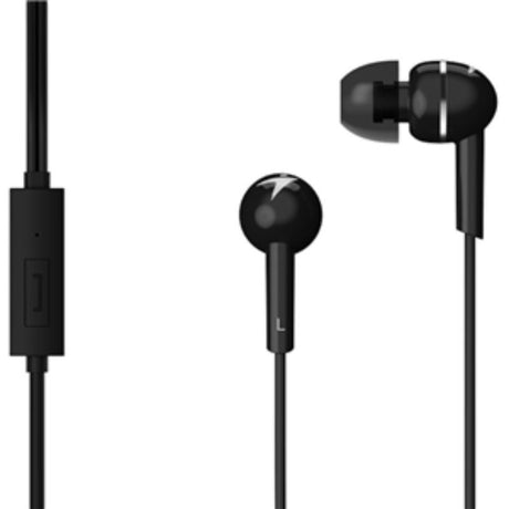 Genius HS-M300 Black In-Ear Headphones with Inline Mic offer rich sound, multiple ear tip sizes, and lightweight comfort for music lovers.