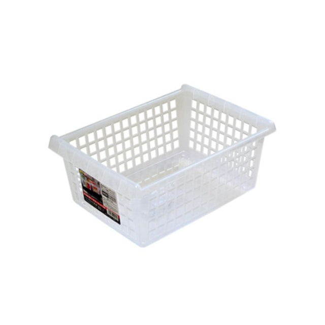 Set of 10 durable plastic baskets (34.3 x 24.3 x 14.2 cm) ideal for home organization and storage needs.
