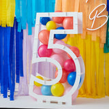 Balloon Mosaic Number 5 Stand, 81cm tall, for vibrant party decor, ideal for birthdays and anniversaries; balloons sold separately.