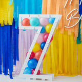 Balloon Mosaic Number 7 Stand, 81cm tall, stylish birthday decoration for parties, easy assembly with vibrant balloon options.