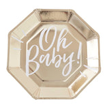 Oh Baby! - Gold Paper Plates