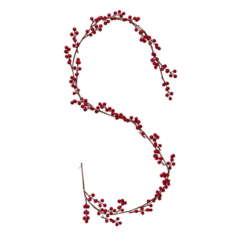 Vibrant red berry foliage Christmas garland, 1.8m long, perfect for festive decorations indoors and sheltered outdoors.