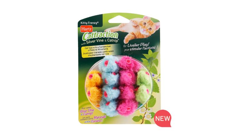 Vibrant set of 12 furry mice cat toys with silver vine and catnip for engaging indoor playtime.