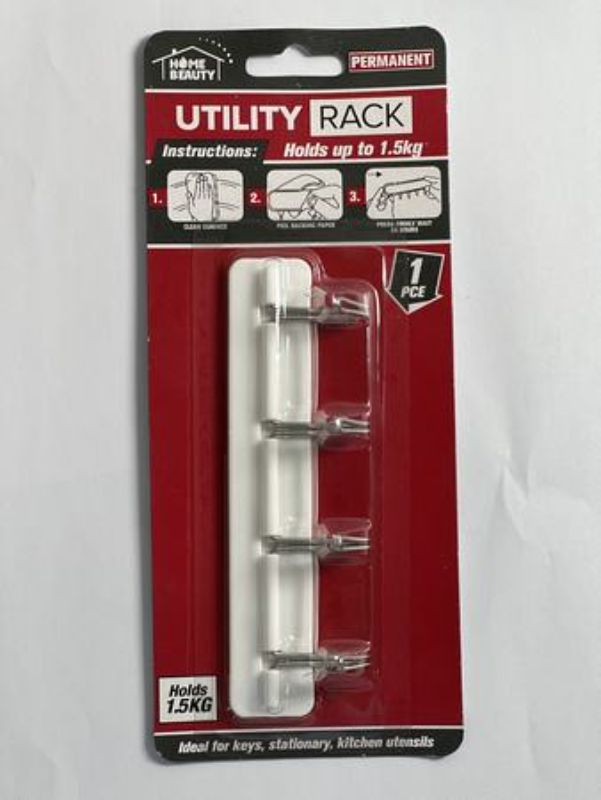 Self-adhesive utility racks, 14cmL, hold 1.5KG for organized space; set of 12 for easy installation and clutter-free homes.