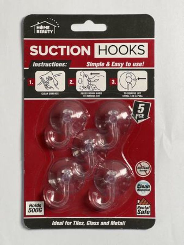 Heavy-duty suction hooks pack of 12, each holding 500g, ideal for organizing on tiles, glass, or metal surfaces.