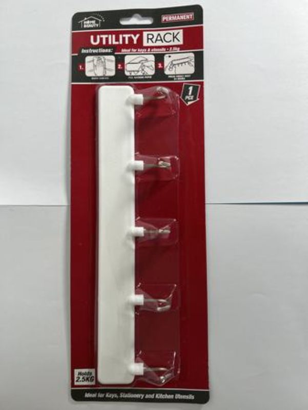Set of 12 self-adhesive utility racks, each 26cm long, holding up to 2.5KG for organized storage in any space.
