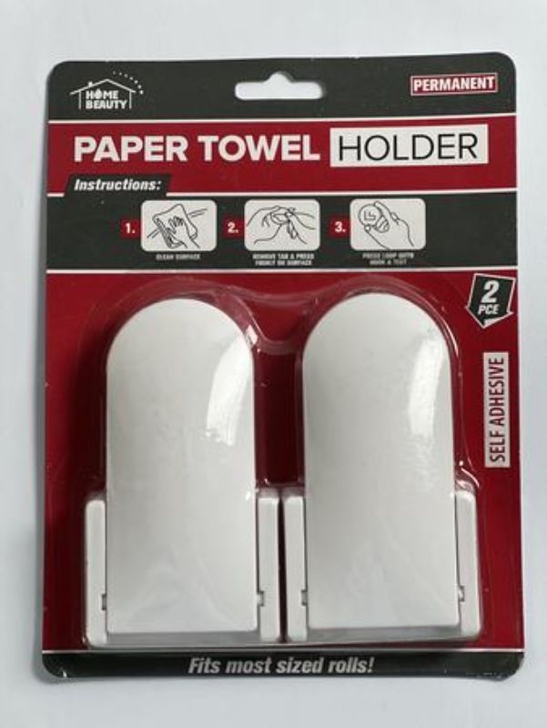 Set of 12 self-adhesive paper towel holders for easy installation and space-saving organization in kitchens and bathrooms.