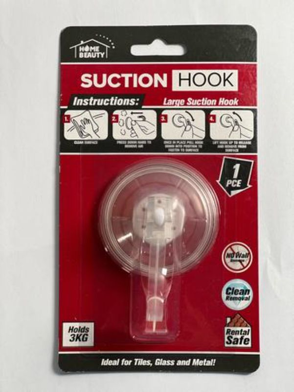 Clear large suction hooks set of 12, ideal for tiles and glass, holding up to 3kg for versatile home organization.
