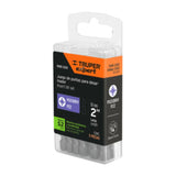 Five durable 50mm Pozi #2 screwdriver bits from Truper, made of wear-resistant S2 steel, in a reusable case.