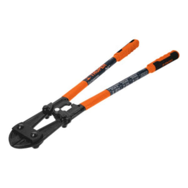 Heavy-duty bolt cutter with 11mm capacity, forged steel blades, non-slip grips, and ergonomic design for efficient cutting.