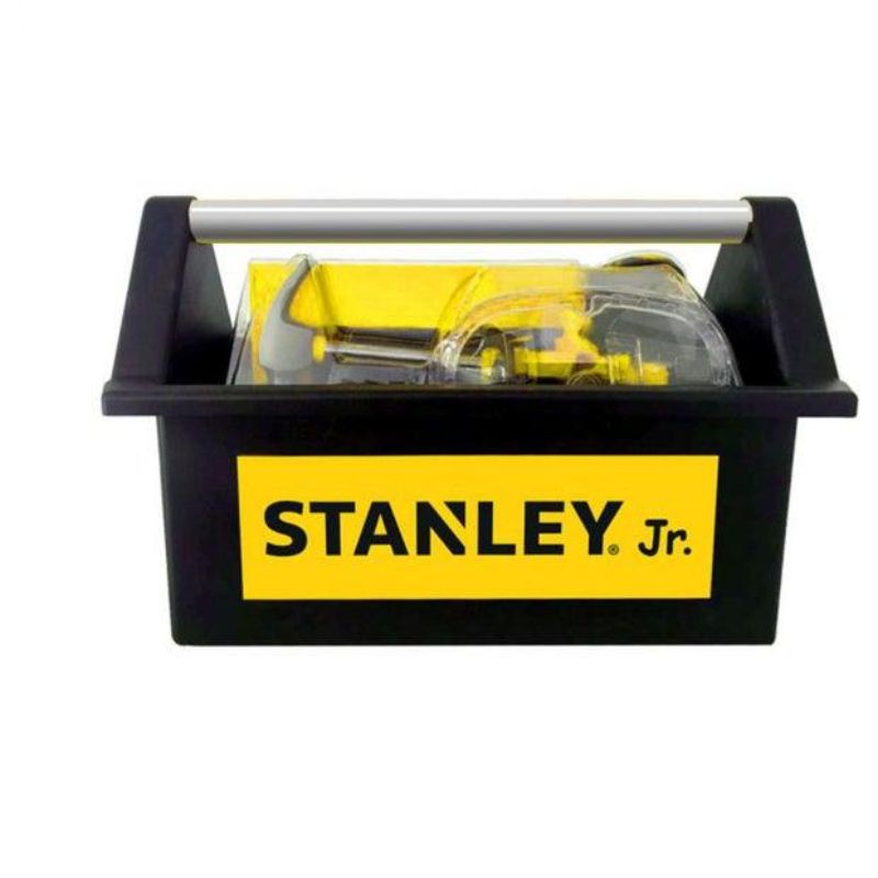 Stanley Jr. Open Toolbox for kids features 5 mini tools and safety glasses, fostering imaginative construction play.