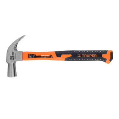 20oz fiberglass carpenter's hammer with non-slip grip and polished steel head, ideal for professionals and DIY projects.