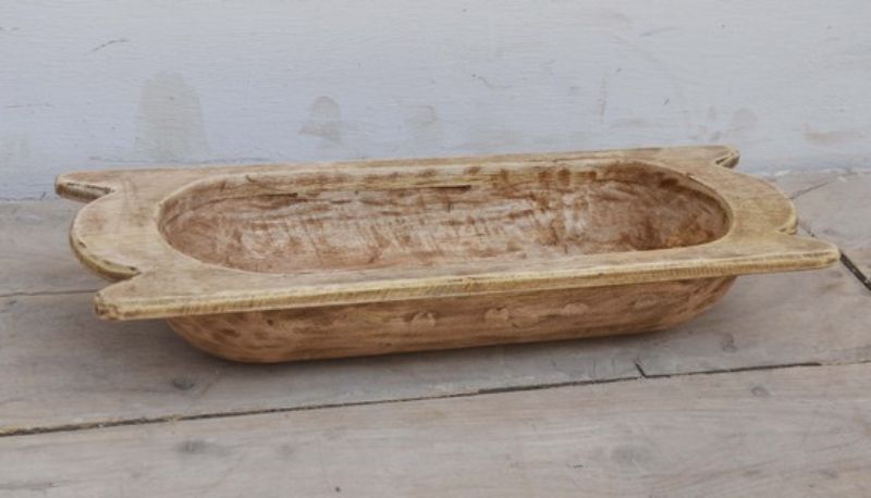 Handcrafted 46cm mango wood bowl with unique grain, perfect for serving salads, fruits, and snacks, adding rustic elegance to any table.