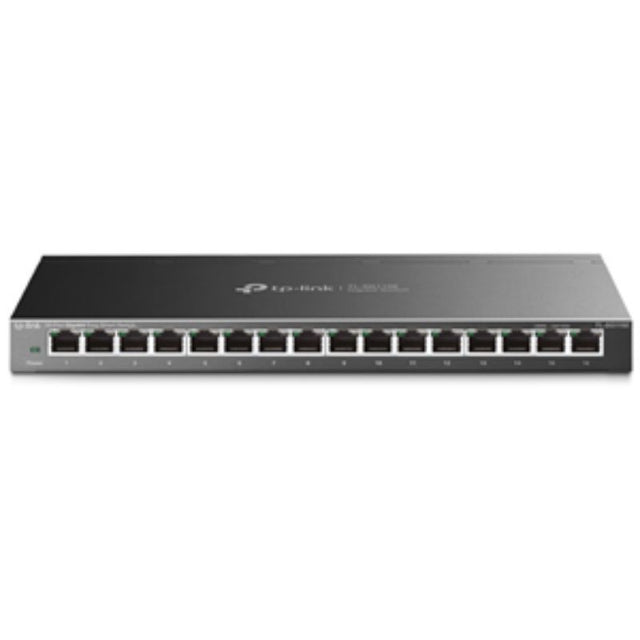 TP-Link SG116E 16-Port Gigabit Switch, featuring 10/100/1000Mbps connections, ideal for expanding home or office networks.