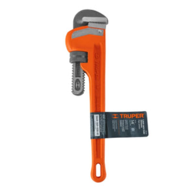 Adjustable 350mm pipe wrench with durable steel jaws and ergonomic handles for effective plumbing maintenance.