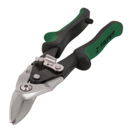 Aviation snips with ergonomic green handles, forged chrome molybdenum steel blades for durable right-hand cutting.