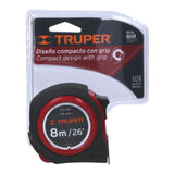 Compact 8m tape measure with durable ABS shell, dual-sided print, and double hook for versatile, precise measurements.