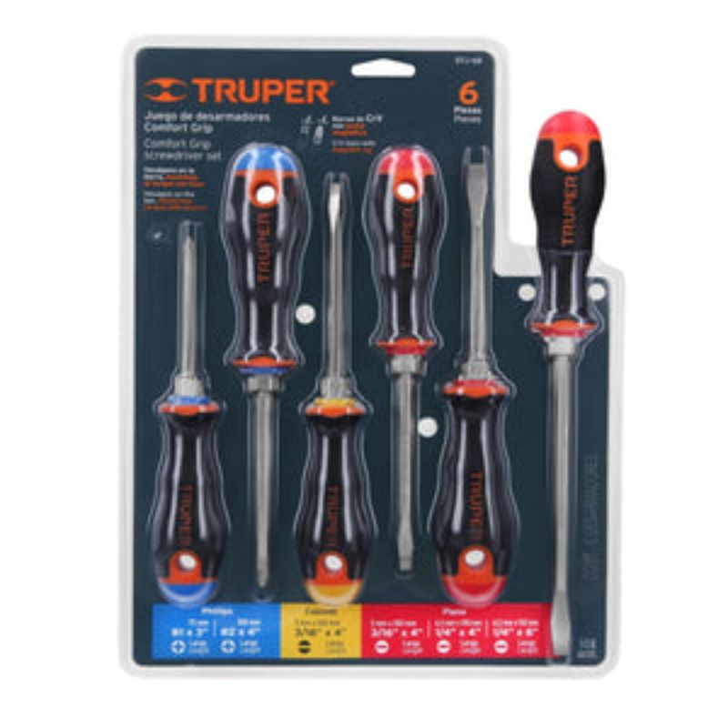 Ergonomic 6-piece screwdriver set featuring durable chrome vanadium steel and slip-resistant handles for versatile tasks.