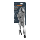 Lock Grip Pliers with curved chrome molybdenum jaws, integrated wire cutters, and non-slip handles for superior grip and control.