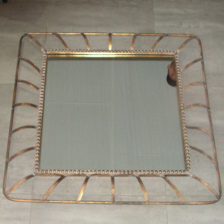 Stylish square 1m mirror in A/Gold finish, perfect for modern decor, enhancing light and elegance in any space.