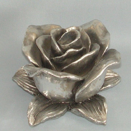 Chrome Rose c/stick (17cm) - a sleek, chrome decorative piece perfect for floral arrangements and modern home aesthetics.